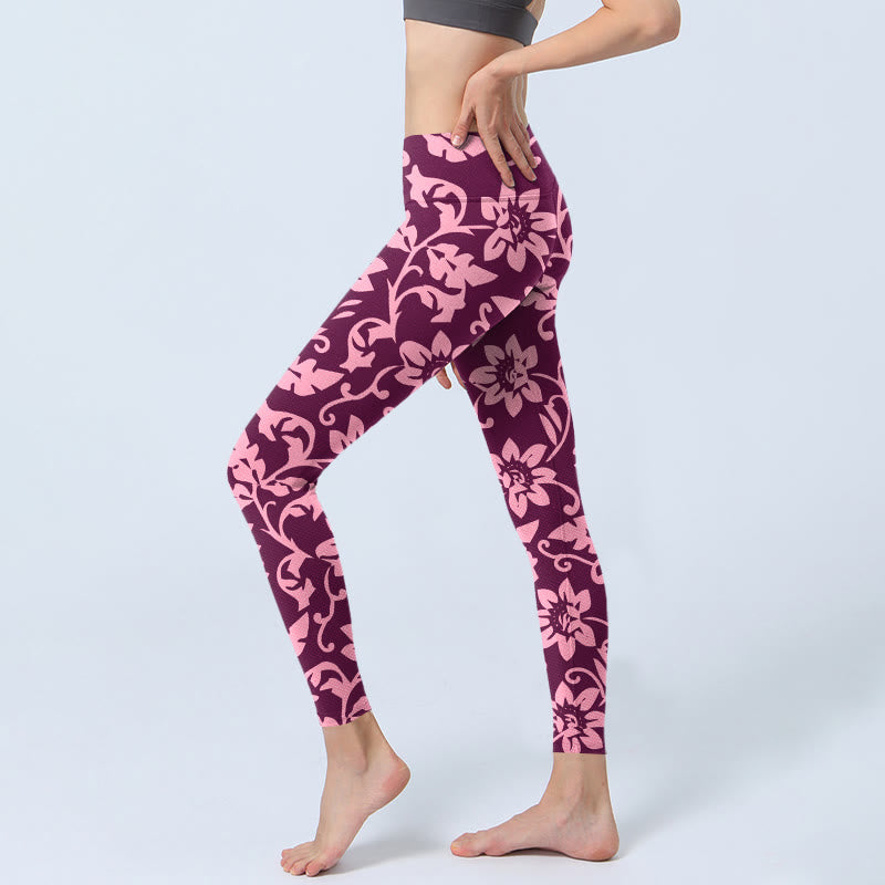 Buddha Stonesピンクひまわりプリント ジムレギンス レディース ヨガパンツ - image 3