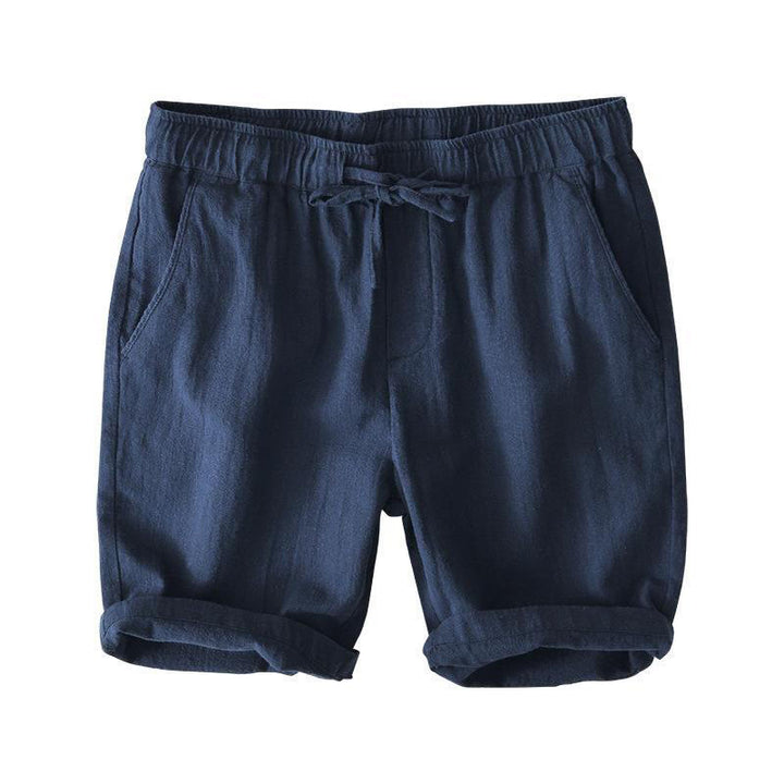 Buddha Stonesサマー 無地 ドローストリング ゴムウエスト メンズ ラミー リネン コットン ショートパンツ ポケット付き - image 32
