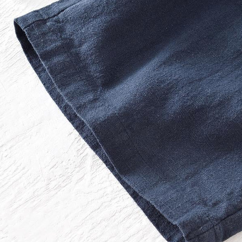 Buddha Stones夏用 無地 ドローストリング 伸縮性ウエスト メンズ コットンリネン ショートパンツ ポケット付き - image 31