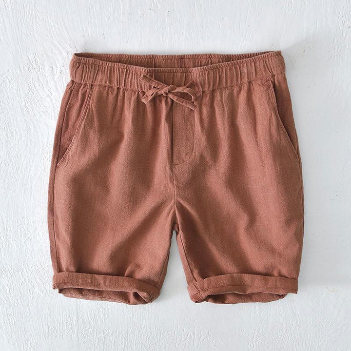 Buddha Stonesサマー 無地 ドローストリング ゴムウエスト メンズ ラミー リネン コットン ショートパンツ ポケット付き - サンディブラウン - US/UK/AU44、 EU54 (4XL) - image 33