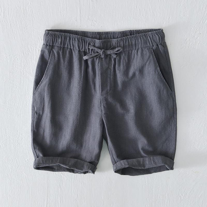 Buddha Stonesサマー 無地 ドローストリング ゴムウエスト メンズ ラミー リネン コットン ショートパンツ ポケット付き - ライトスレートグレー - US/UK/AU44、 EU54 (4XL) - image 16