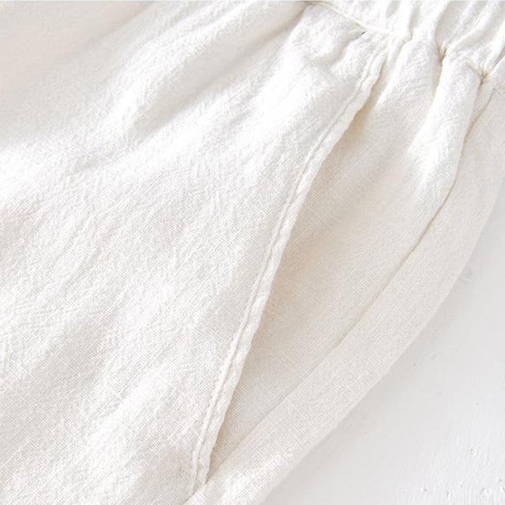 Buddha Stones夏用 無地 ドローストリング 伸縮性ウエスト メンズ コットンリネン ショートパンツ ポケット付き - image 8