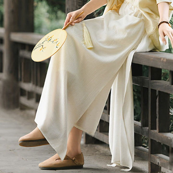 Buddha Stones無地 裾スリットデザイン レディース スカートパンツ ポケット付き - image 8