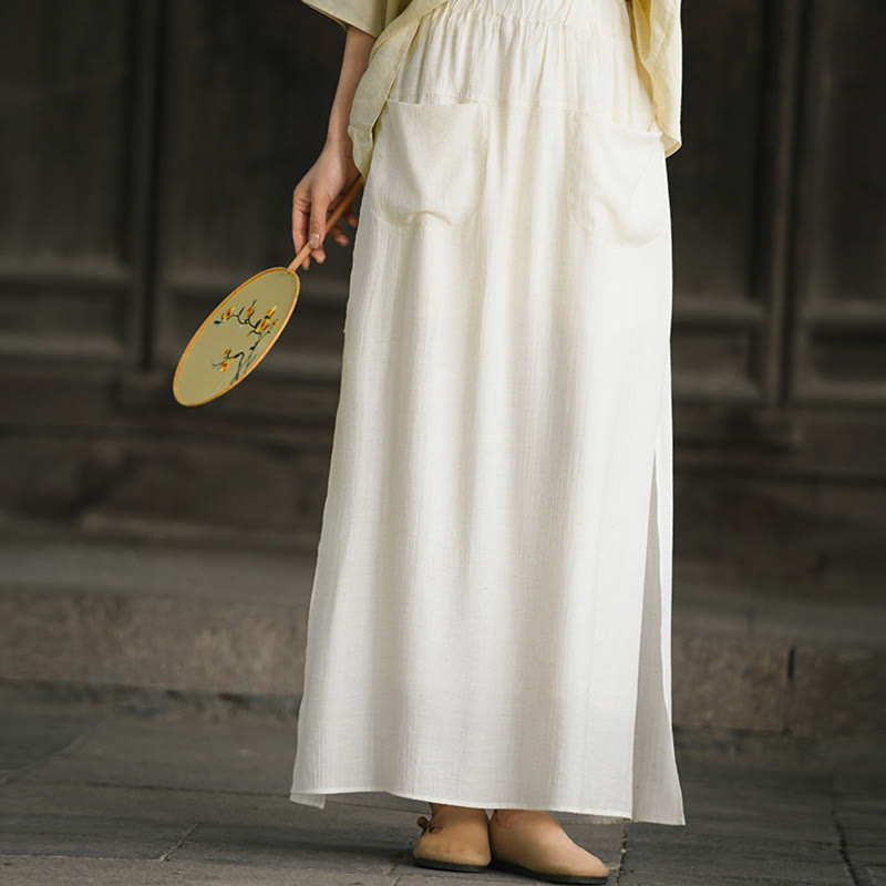 Buddha Stones無地 裾スリットデザイン レディース スカートパンツ ポケット付き - image 6