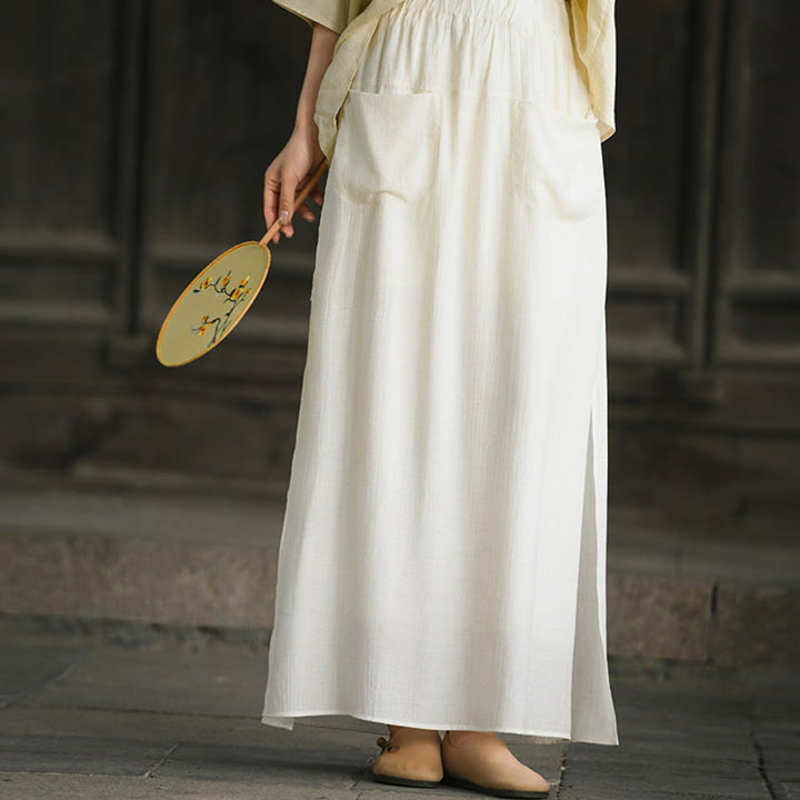 Buddha Stones無地 裾スリットデザイン レディース スカートパンツ ポケット付き - image 6