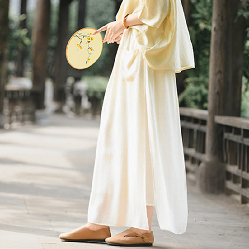 Buddha Stones無地 裾スリットデザイン レディース スカートパンツ ポケット付き - image 3