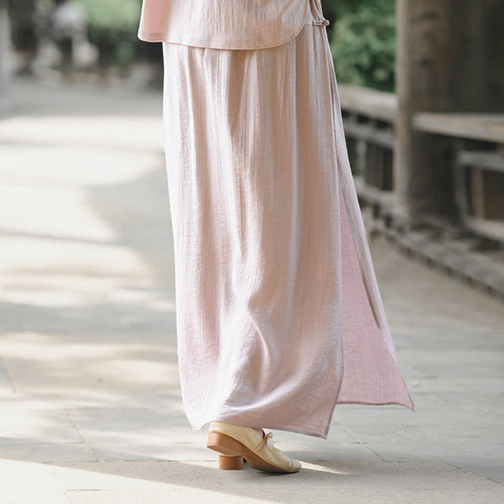 Buddha Stones無地 裾スリットデザイン レディース スカートパンツ ポケット付き - image 16