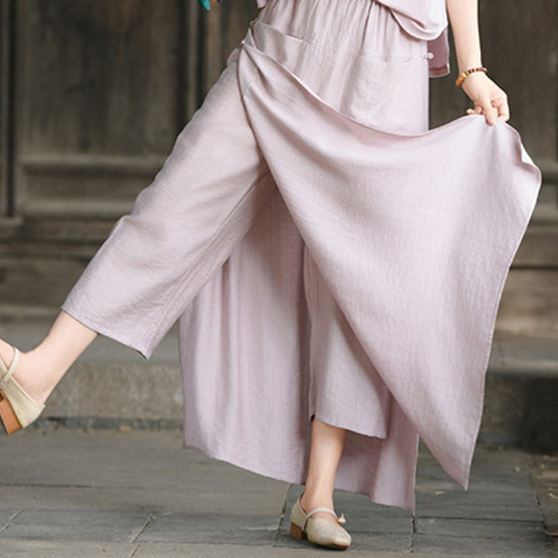 Buddha Stones無地 裾スリットデザイン レディース スカートパンツ ポケット付き - image 13