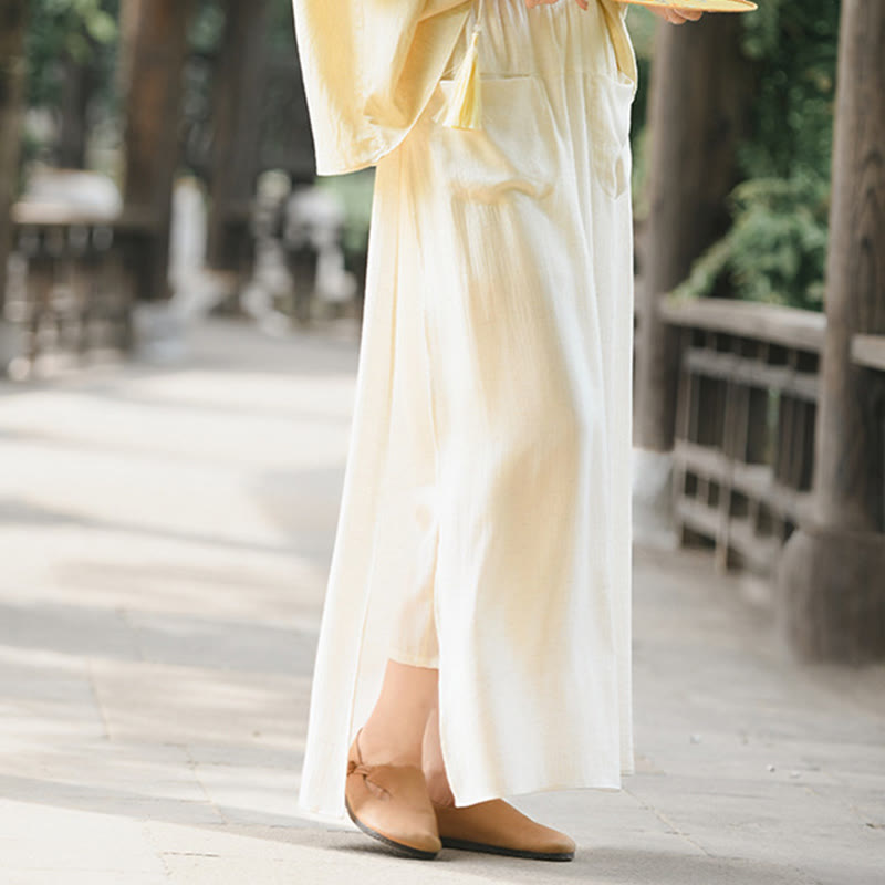 Buddha Stones無地 裾スリットデザイン レディース スカートパンツ ポケット付き - image 4