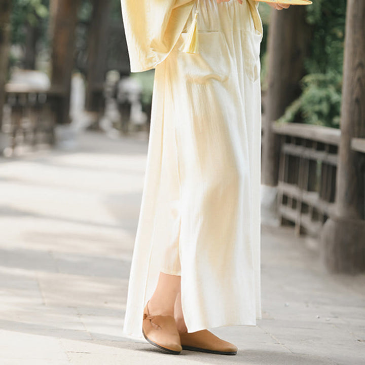 Buddha Stones無地 裾スリットデザイン レディース スカートパンツ ポケット付き - image 4