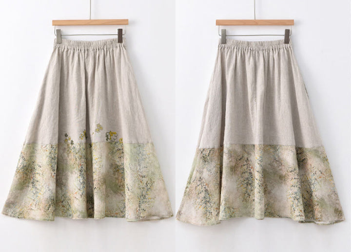 Buddha Stonesヴィンテージプリント レディース リネン 7-8丈スカート ポケット付き - image 15