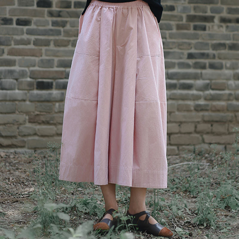 Buddha Stonesカジュアル 無地 コットン ハイウエスト レディース ワイドレッグ カプリ クロップドパンツ ポケット付き - image 10