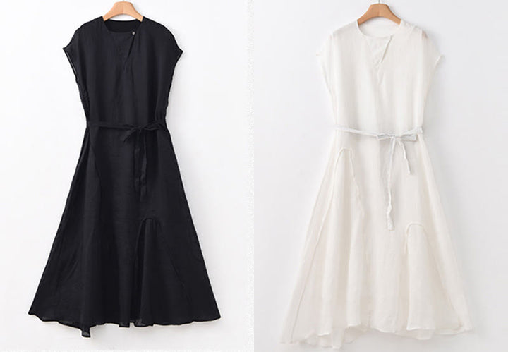 Buddha Stonesプレーン イレギュラーヘム 半袖 コットンリネン マキシドレス - image 22