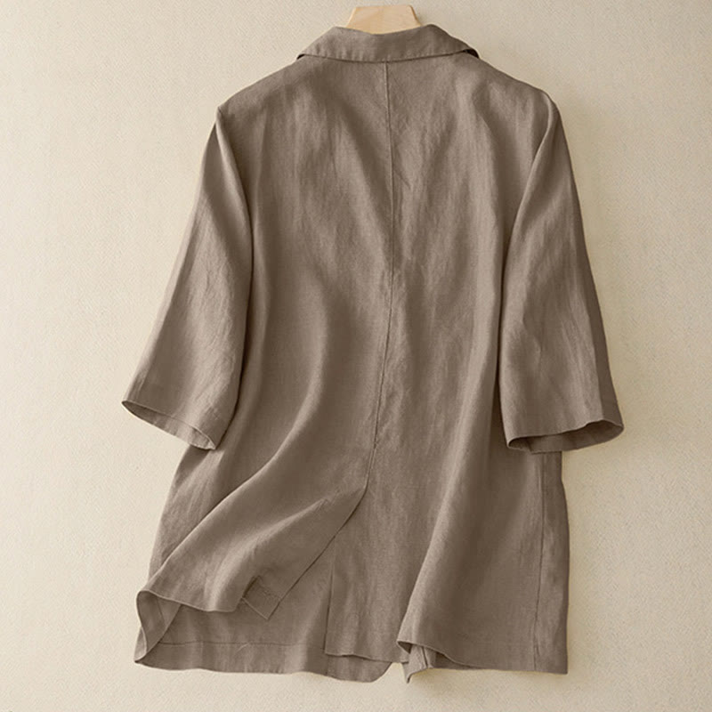 Buddha Stonesレディース 七分袖 ボタン付きコットン スモールスーツジャケット ポケット付き - image 1