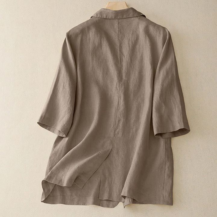 Buddha Stonesレディース 七分袖 ボタン付きコットン スモールスーツジャケット ポケット付き - image 1