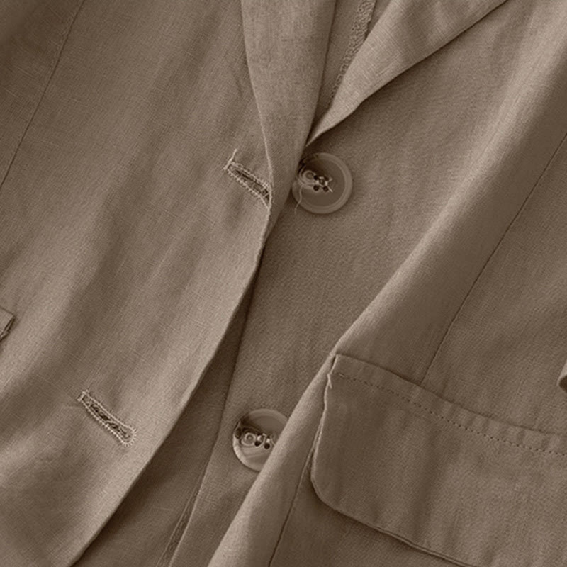 Buddha Stonesレディース 七分袖 ボタン付きコットン スモールスーツジャケット ポケット付き - image 3