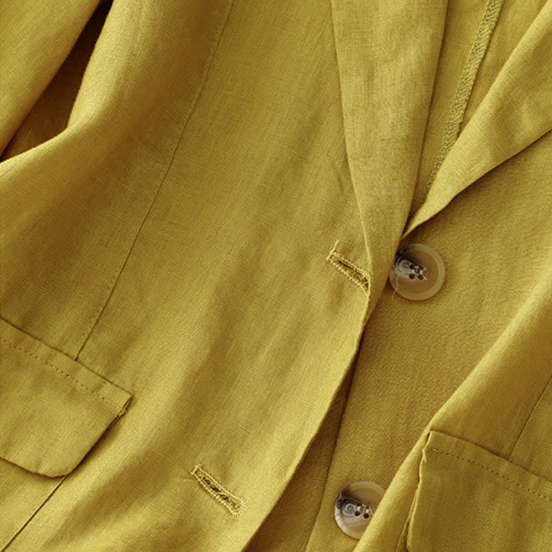 Buddha Stonesレディース 七分袖 ボタン付きコットン スモールスーツジャケット ポケット付き - image 10