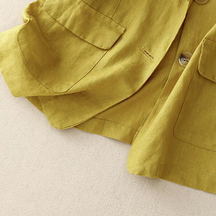 Buddha Stonesレディース 七分袖 ボタン付きコットン スモールスーツジャケット ポケット付き - image 9