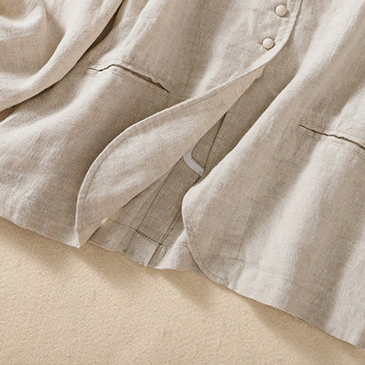 Buddha Stonesレディース コットンリネン スタンドカラー 長袖ジャケット ポケット付き - image 2