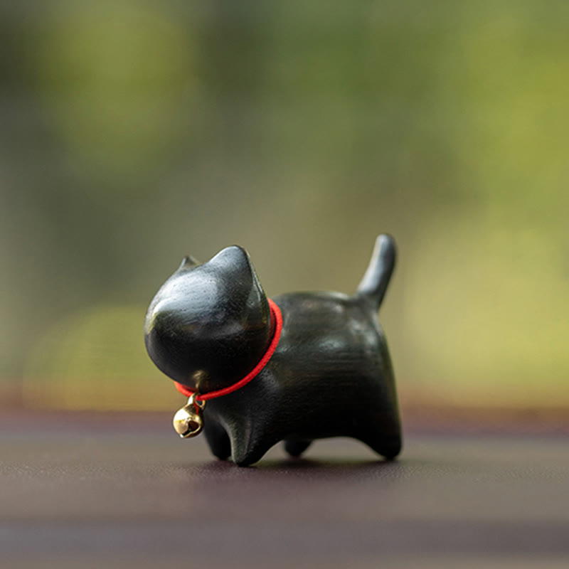 Buddha Stones緑白檀小葉紫檀かわいい猫の動物 心を落ち着かせる平和の装飾 - image 13