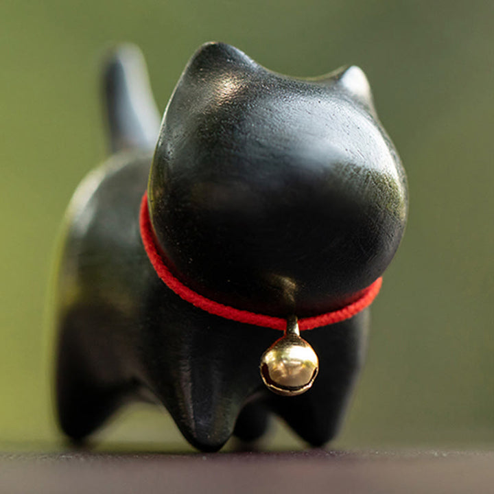 Buddha Stones緑白檀小葉紫檀かわいい猫の動物 心を落ち着かせる平和の装飾 - image 17