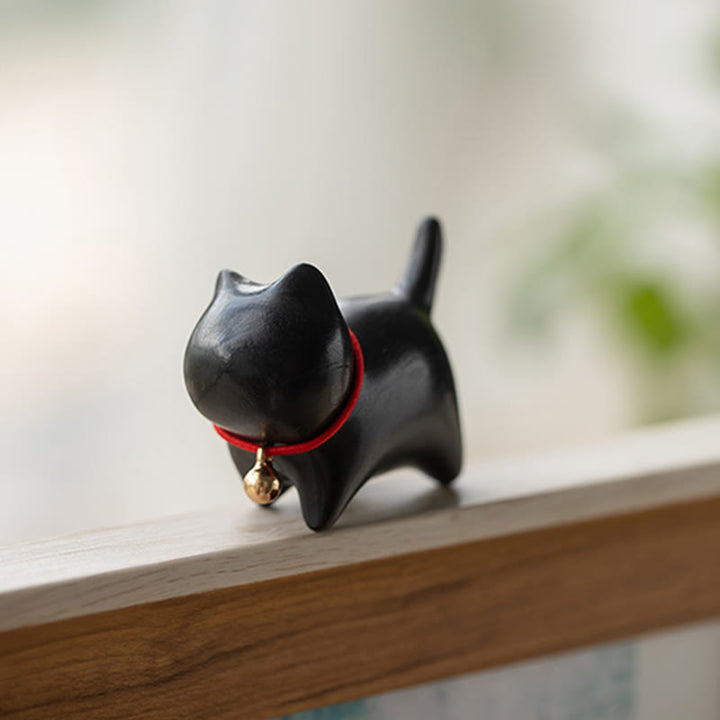 Buddha Stones緑白檀小葉紫檀かわいい猫の動物 心を落ち着かせる平和の装飾 - image 15