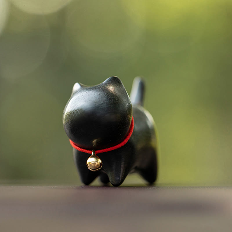 Buddha Stones緑白檀小葉紫檀かわいい猫の動物 心を落ち着かせる平和の装飾 - image 13