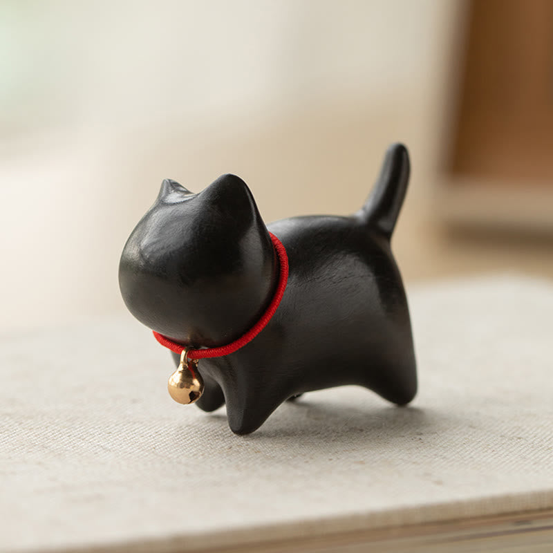 Buddha Stones緑白檀小葉紫檀かわいい猫の動物 心を落ち着かせる平和の装飾 - image 14