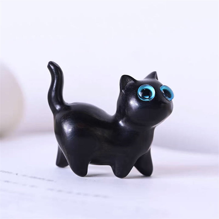 Buddha Stones緑白檀小葉紫檀かわいい猫の動物 心を落ち着かせる平和の装飾 - 黒檀の立ち猫 - image 32