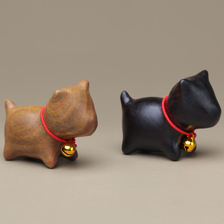 Buddha Stones緑白檀小葉紫檀かわいい猫の動物 心を落ち着かせる平和の装飾 - image 31