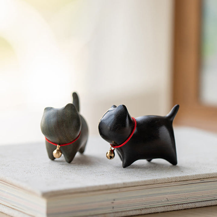 Buddha Stones緑白檀小葉紫檀かわいい猫の動物 心を落ち着かせる平和の装飾 - image 18