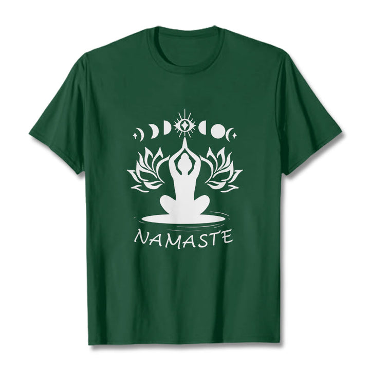 Buddha Stonesカジュアル 瞑想図 蓮月目柄 Tシャツ - フォレストグリーン - 2XL - image 12
