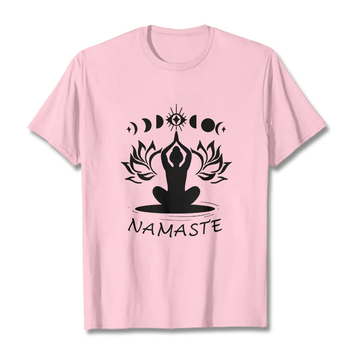 Buddha Stonesカジュアル 瞑想図 蓮月目柄 Tシャツ - ライトピンク - 2XL - image 14