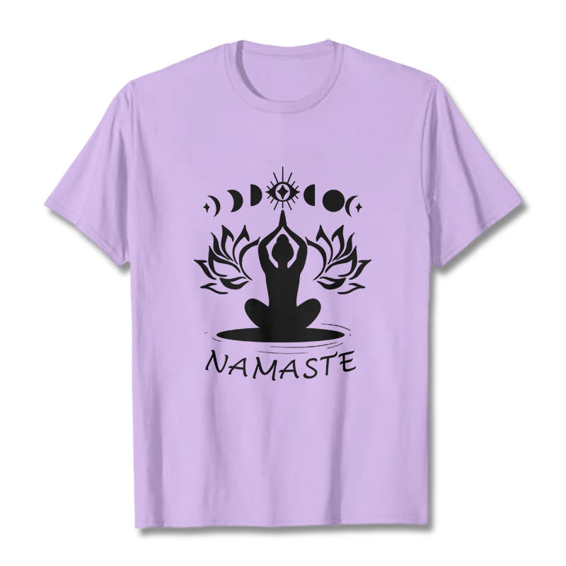 Buddha Stonesカジュアル 瞑想図 蓮月目柄 Tシャツ - 梅 - 2XL - image 18