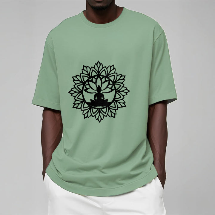 Buddha Stonesカジュアル マンダラ 座仏 柄 Tシャツ - image 2