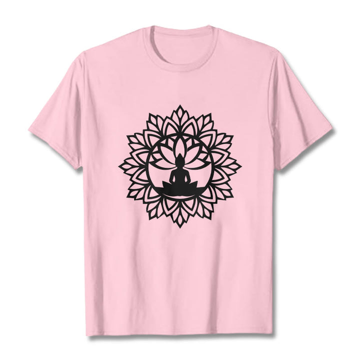 Buddha Stonesカジュアル マンダラ 座仏 柄 Tシャツ - ライトピンク - 2XL - image 15