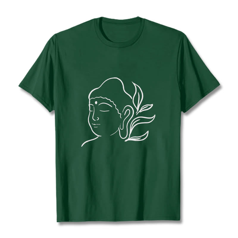 Buddha Stonesカジュアル 仏陀の顔柄Tシャツ - フォレストグリーン - 2XL - image 11