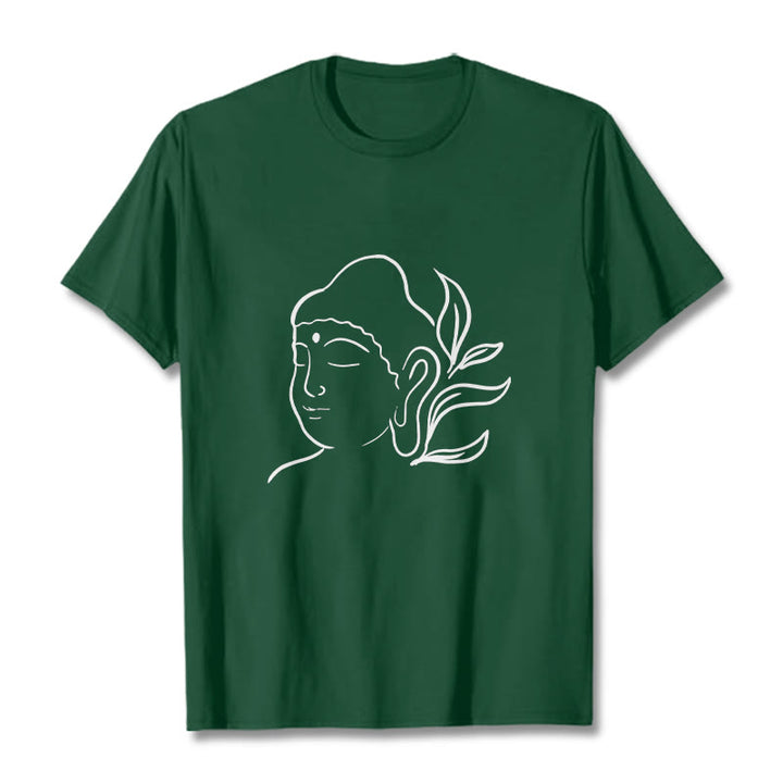Buddha Stonesカジュアル 仏陀の顔柄Tシャツ - フォレストグリーン - 2XL - image 11