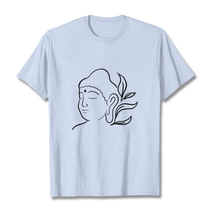 Buddha Stonesカジュアル 仏陀の顔柄Tシャツ - ライトシアン - 2XL - image 19