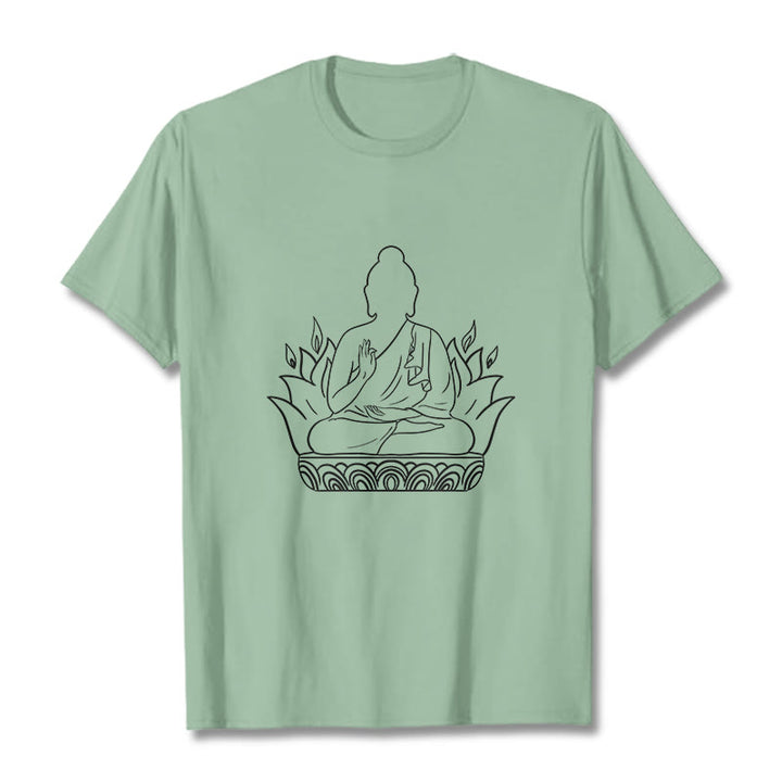 Buddha Stonesカジュアル瞑想仏陀柄Tシャツ - ペールグリーン - 2XL - image 15
