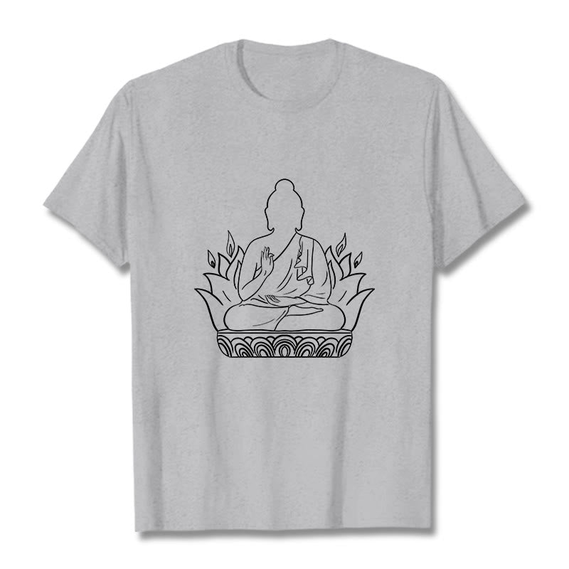Buddha Stonesカジュアル瞑想仏陀柄Tシャツ - ライトグレー - 2XL - image 20