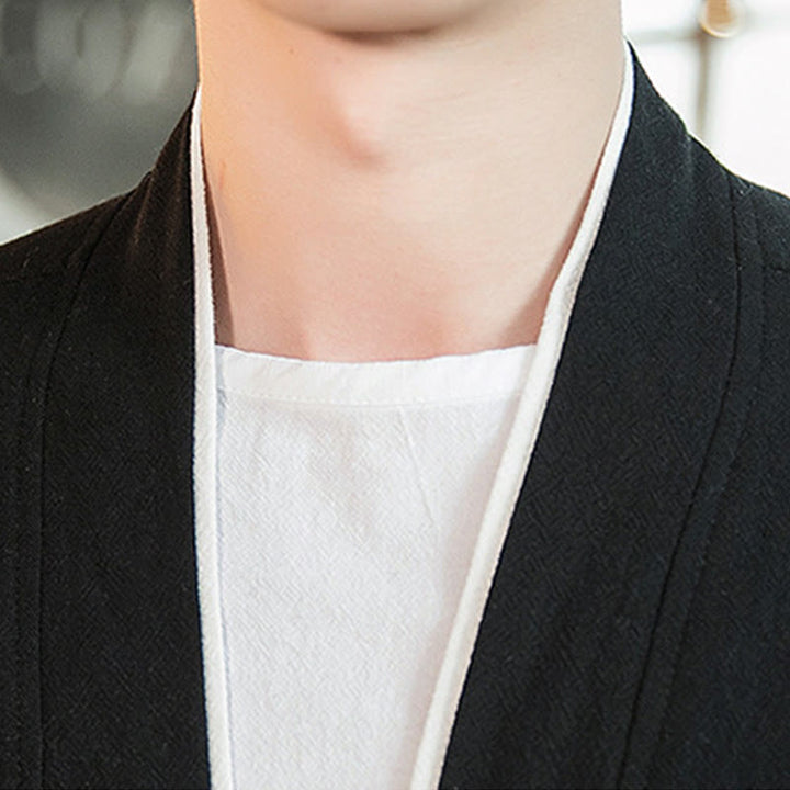 Buddha Stonesレースアップデザインジャケット コットンリネン メンズ 七分袖 着物 ポケット付き - image 16