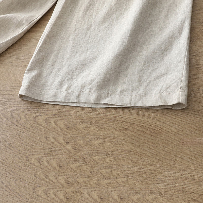 Buddha Stonesカジュアル レトロ 無地 レディース コットン ワイドレッグパンツ ポケット ジッパー付き - image 3