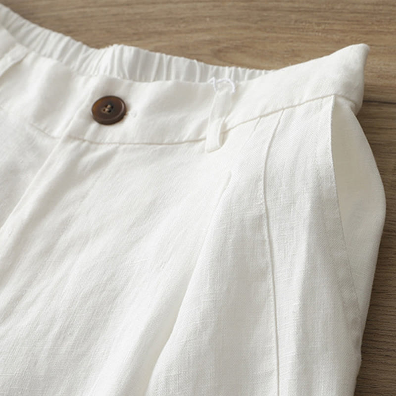 Buddha Stonesカジュアル レトロ 無地 レディース コットン ワイドレッグパンツ ポケット ジッパー付き - image 8