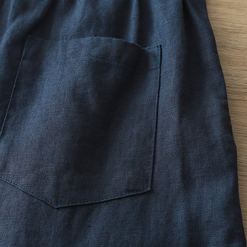 Buddha Stonesカジュアル レトロ 無地 レディース コットン ワイドレッグパンツ ポケット ジッパー付き - image 35