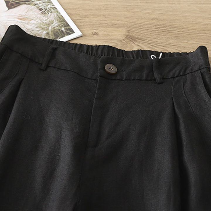 Buddha Stonesカジュアル レトロ 無地 レディース コットン ワイドレッグパンツ ポケット ジッパー付き - image 16