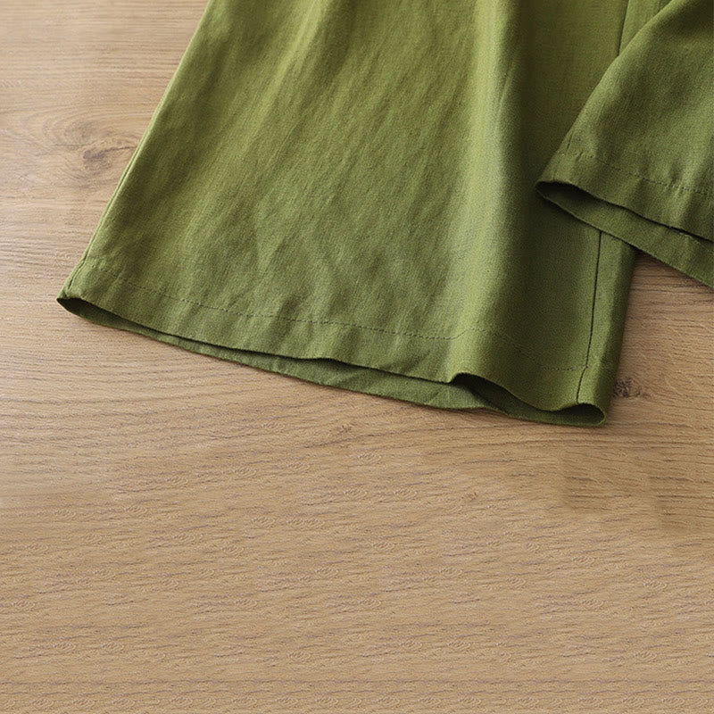 Buddha Stonesカジュアル レトロ 無地 レディース コットン ワイドレッグパンツ ポケット ジッパー付き - image 23