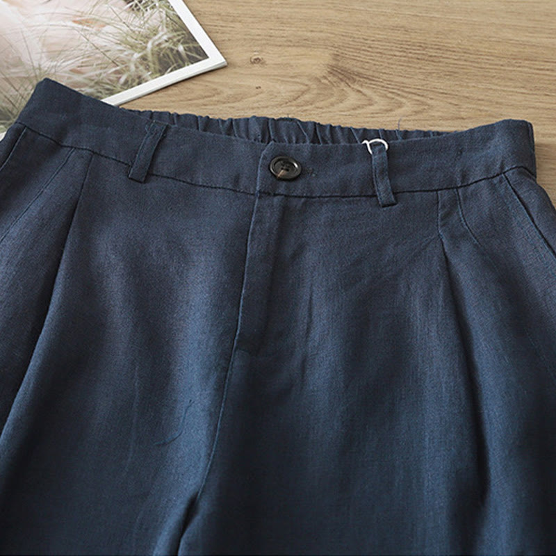 Buddha Stonesカジュアル レトロ 無地 レディース コットン ワイドレッグパンツ ポケット ジッパー付き - image 34