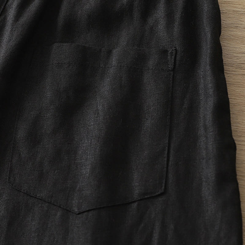 Buddha Stonesカジュアル レトロ 無地 レディース コットン ワイドレッグパンツ ポケット ジッパー付き - image 17