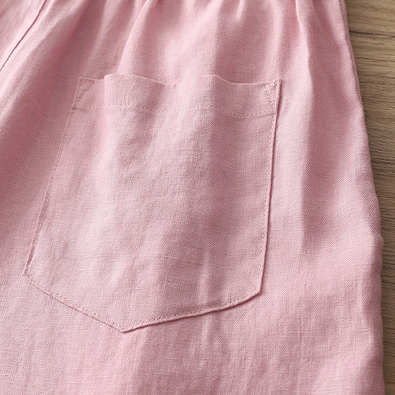 Buddha Stonesカジュアル レトロ 無地 レディース コットン ワイドレッグパンツ ポケット ジッパー付き - image 27